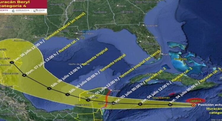 El huracán Beryl hace historia por que se dirige a Tamaulipas